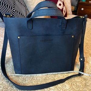 Portland Leather Goods Medium Classic Crossbody Tote -Deep Water /Blue/ Navy